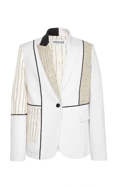 Shop Monse Deconstructed Patchwork-effect Wool-blend Blazer In White