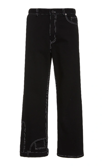 Shop Monse Deconstructed Mid-rise Straight-leg Jeans In Black