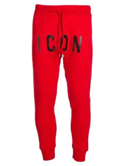 Shop Dsquared2 Men's Icon Graphic Jogging Pants In Red Black