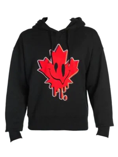 Shop Dsquared2 Ball Fit Maple Leaf Graphic Hoodie In Black