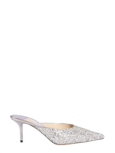 Shop Jimmy Choo Rav 65 Glitter Mules In Silver