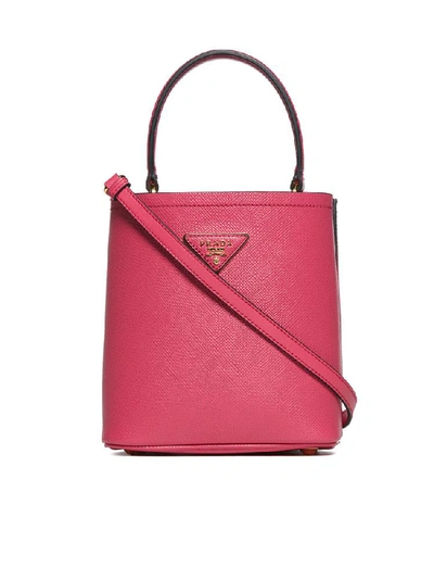 Shop Prada Double Bucket Bag In Pink