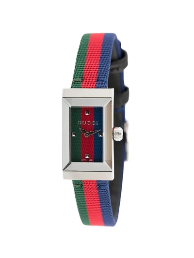 Shop Gucci Striped Analog Watch In Red