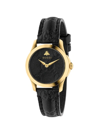 Shop Gucci G-timeless 27mm Watch In Black