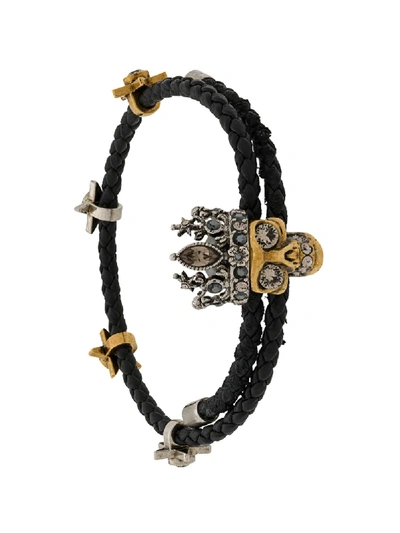 Shop Alexander Mcqueen Skull Charm Bracelet In Black