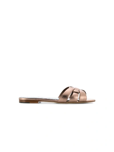 Shop Saint Laurent Tribute 105 Nu Pieds Sandals In Metallic