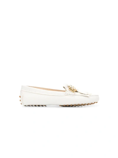 Shop Tod's Gommino T Ring Loafers In White