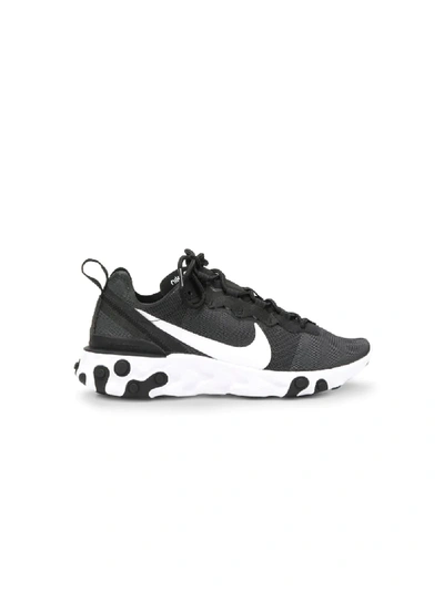 Nike Black & White React Element 55 Sneakers In Black