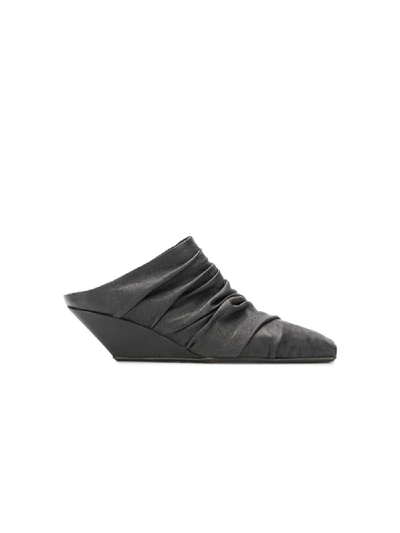 Shop Rick Owens Ruche-styled Mules In Black