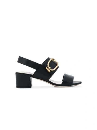 Shop Tod's T-ring Slingback Sandals In Black