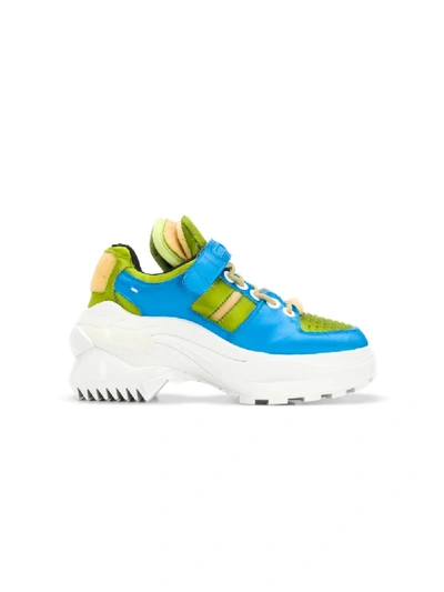 Shop Maison Margiela Blue And Green Sneakers