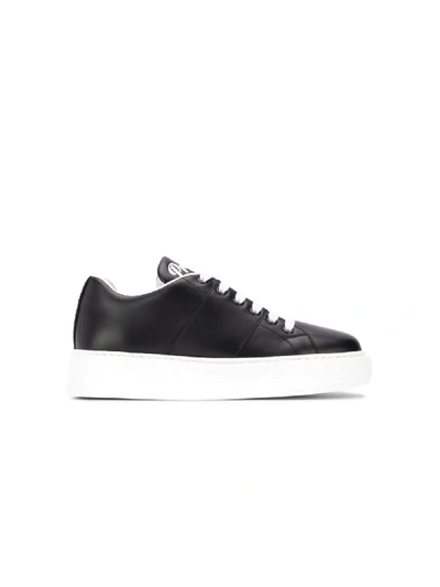 Shop Prada Low Lace-up Sneakers In Black