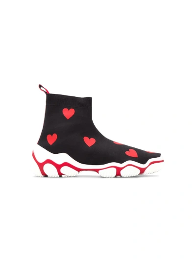 Shop Red Valentino Red(v) Heart Glam Run Sneakers In Black