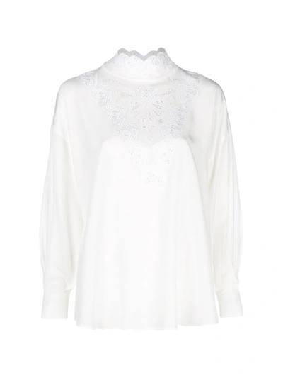 Shop Fendi Long-sleeve Blouse In White
