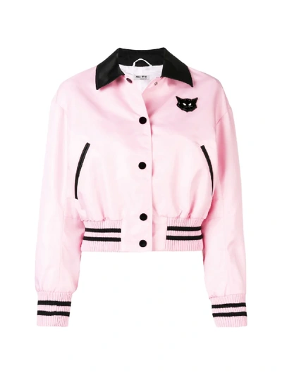 Shop Miu Miu Cat Bomber Jacket In Pink