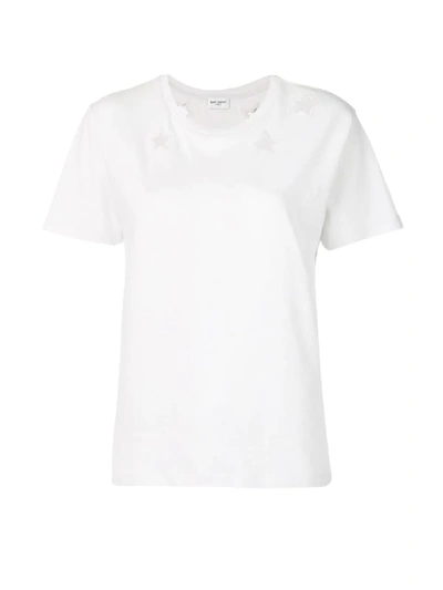 Shop Saint Laurent Cut-out Star-detail T-shirt In White