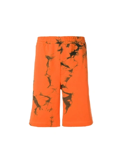 Helmut Lang Marbled Cotton Terry Shorts In Orange