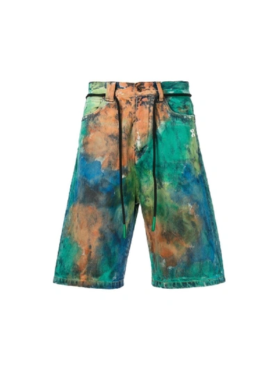 Shop Off-white Paint-effect Shorts In Blue