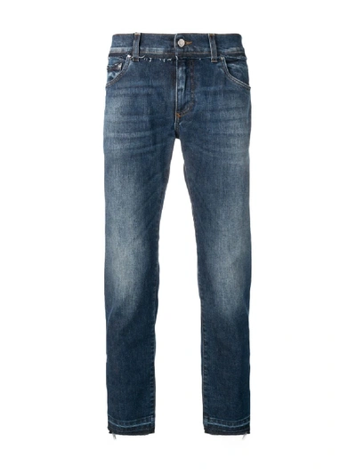 Shop Dolce & Gabbana Faded Straight Leg Jeans In Blue