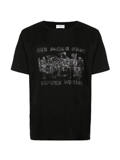 Shop Saint Laurent Printed T-shirt In Black