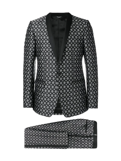 Shop Dolce & Gabbana Jacquard Suit In Black