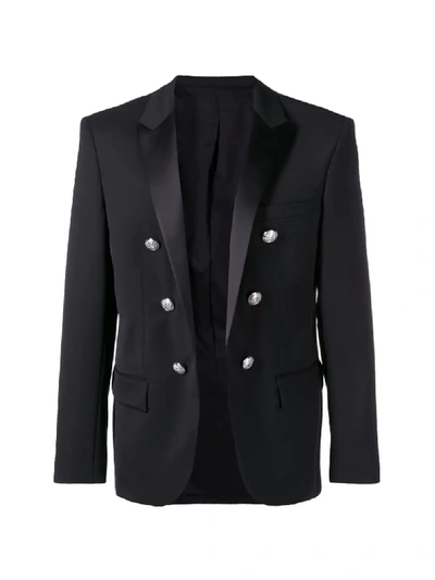 Balmain Embossed Button Blazer In Black