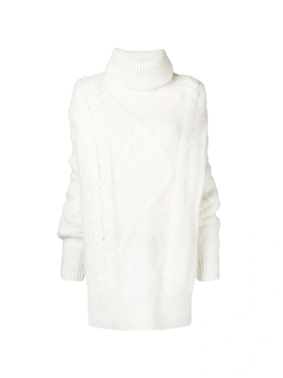 Shop Maison Margiela Long Chunky Knit Sweater In White