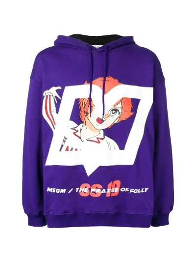 Shop Msgm Anime Print Hoodie In 74 Purple