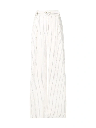 Shop Zimmermann Striped Palazzo Trousers In White