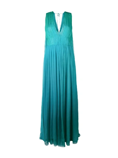 Shop Alberta Ferretti Sleeveless Gathered Dress In Blue
