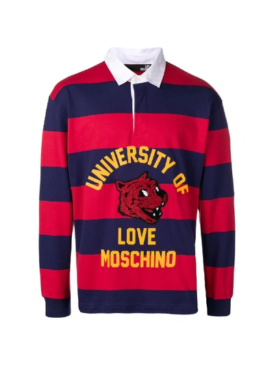 Shop Love Moschino Varsity Striped T-shirt In Blue