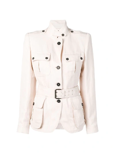 Shop Tom Ford Belted Single-breasted Jacket In Pink