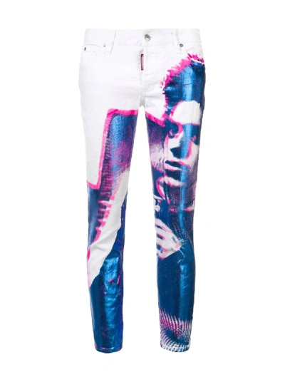 Shop Dsquared2 Printed Skinny Jeans In White