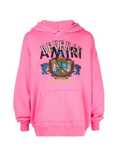 Shop Amiri Logo Hoodie In Pink