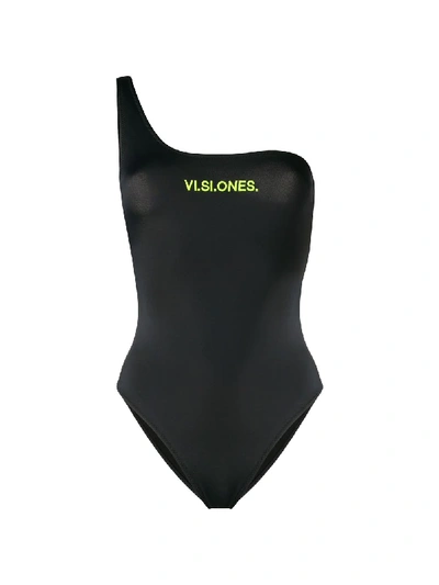 Shop Marcelo Burlon County Of Milan Asymmetric Swimsuit In Black