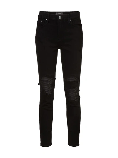 Shop Amiri Distressed Detail Ribbed Knee Skinny Jeans In Black