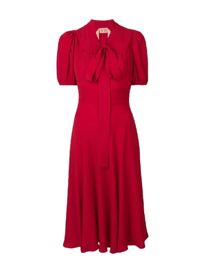 Shop N°21 Pussybow Midi Dress In Red