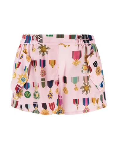 Shop Mr & Mrs Italy Medal Pattern Shorts In Pink