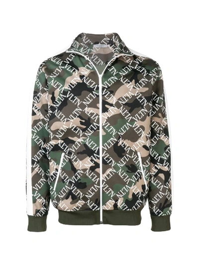 Shop Valentino Vltn Camouflage Jacket In Green