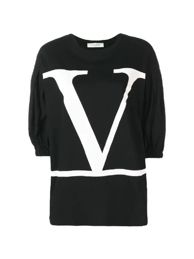 Shop Valentino Vlogo Print Top In Black