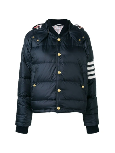 Shop Thom Browne 4-bar Matte Nylon Bomber In Blue