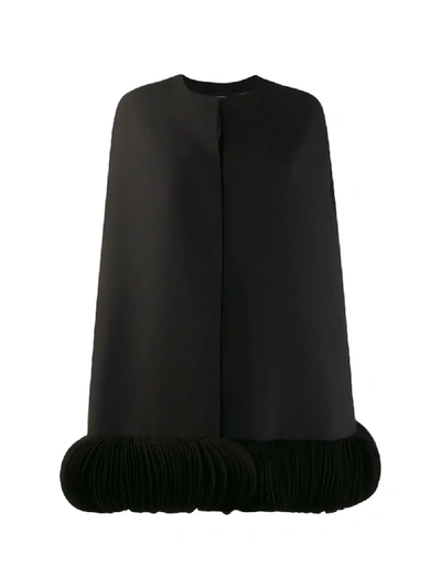 Shop Valentino Embroidered Crêpe Couture Cape In Black