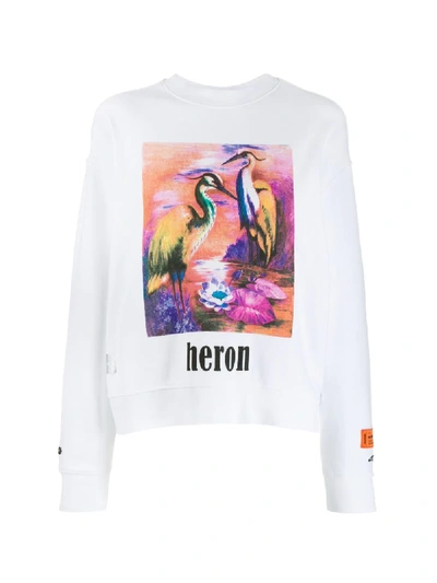 Shop Heron Preston Heron Bird Print Cotton Sweatshirt In White