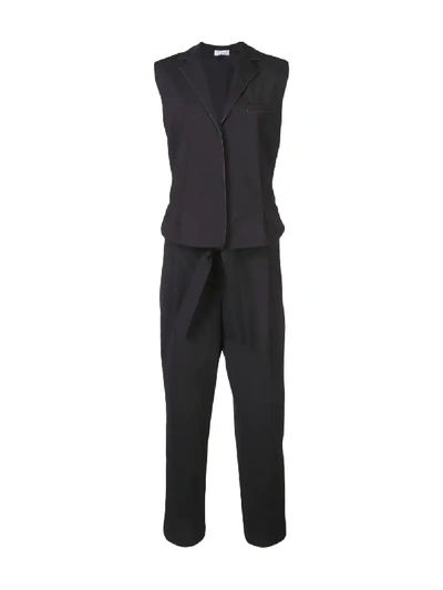 Shop Brunello Cucinelli Poplin Pyjama Jumpsuit In Black