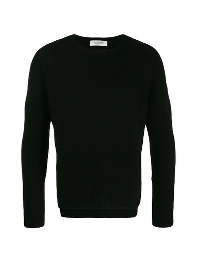 Shop Valentino Vltn Jacquard Knit Sweater In Black