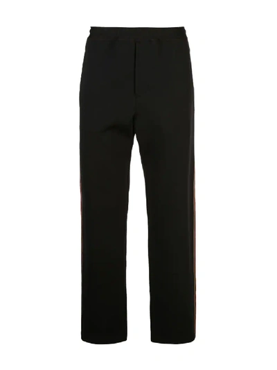 Shop Fendi Double F Logo Stripe Sweatpants In Black