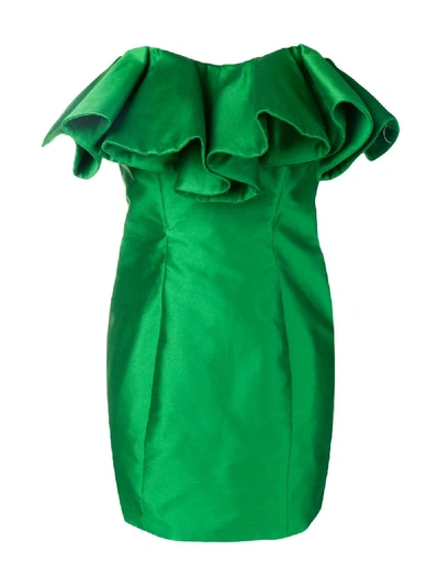 Shop Attico Bustier Structure Mini Dress In Green