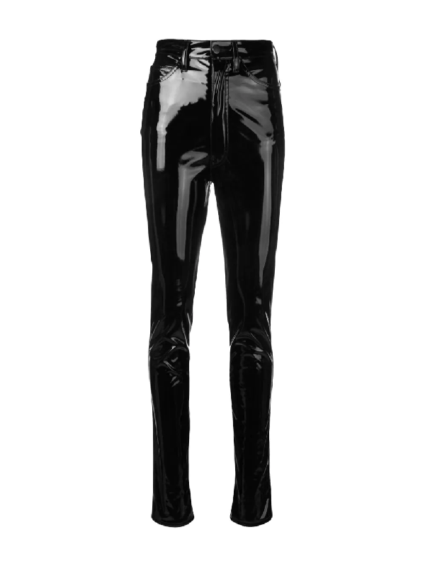 Maison Margiela Faux Patent Skinny Trousers In Black | ModeSens