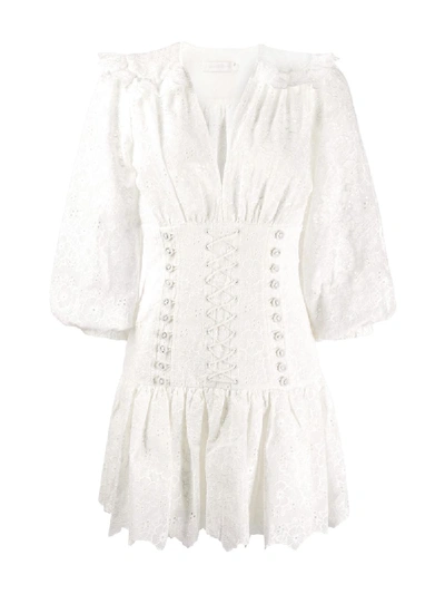 Shop Zimmermann Lace-up Detail Dress In White