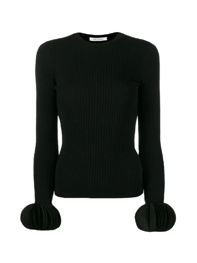 Shop Valentino Embroidered Stretch Sweater In Black